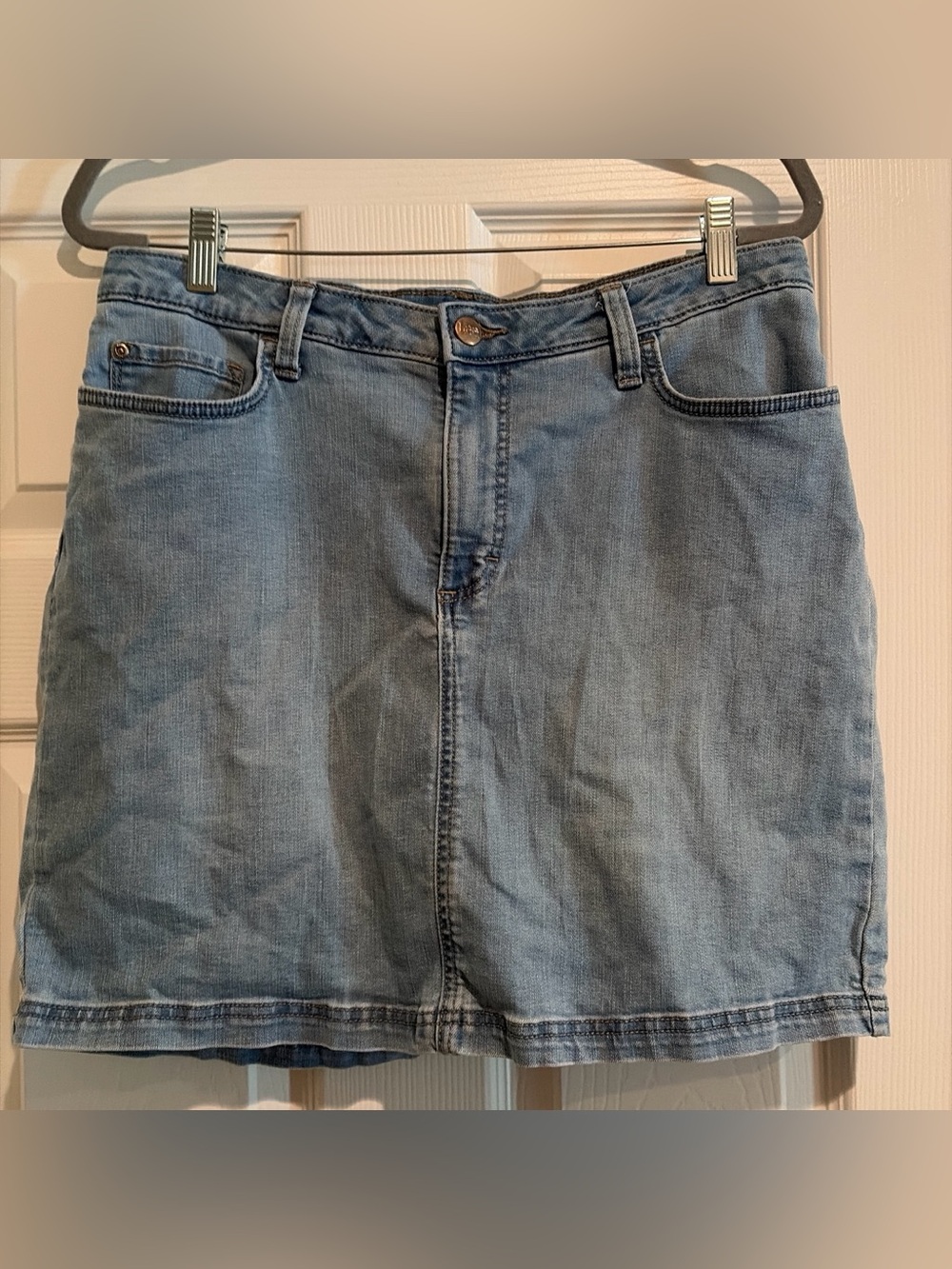Lee Light Blue Denim Skirt with Branded Button